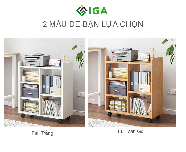 Kệ Đa Năng Lưu Trữ Đồ Dùng, Giá Sách Có Bánh Xe Thương Hiệu IGA - GP173