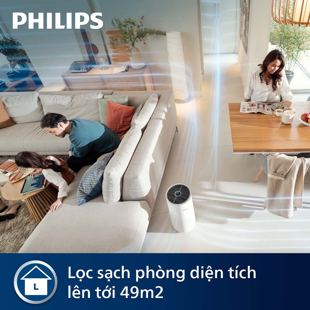 Máy Lọc Không Khí Philips AC0850/20, Diện Tích &lt;49m2 Lọc Bụi Mịn PM2.5, Hàng Chính Hãng