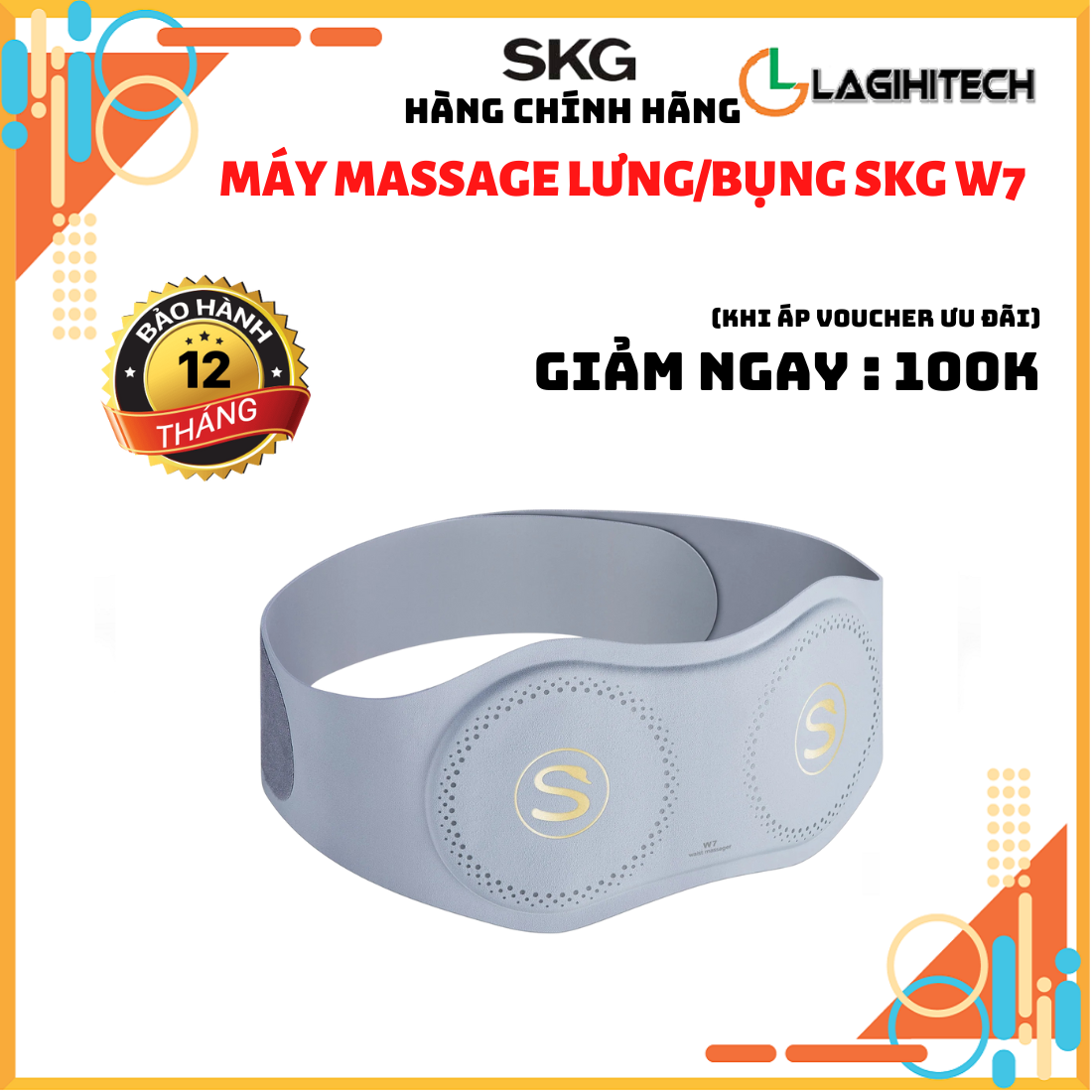 Đai massage lưng và bụng SKG W7 - Hàng Chính Hãng