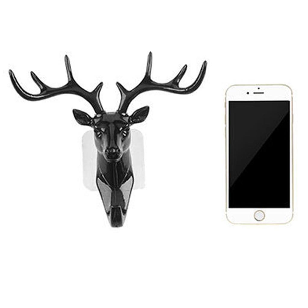 Animal Deer Stags Head Hook Hanger Rack Holder Wall Mount Home Decor Black