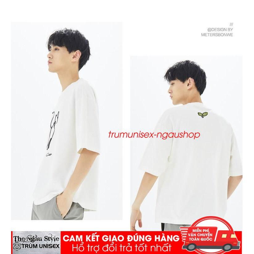 Áo thun stee form rộng tay lửng nam nữ hàn quốc Mèo bút chì aothununisex aophongnam
