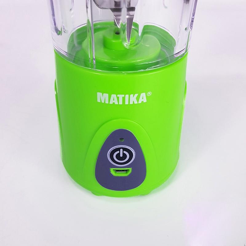 Máy Xay Sinh Tố Mini MATIKA 380 ml Có Cổng Sạc USB MTK-3138, Hàng Chính Hãng