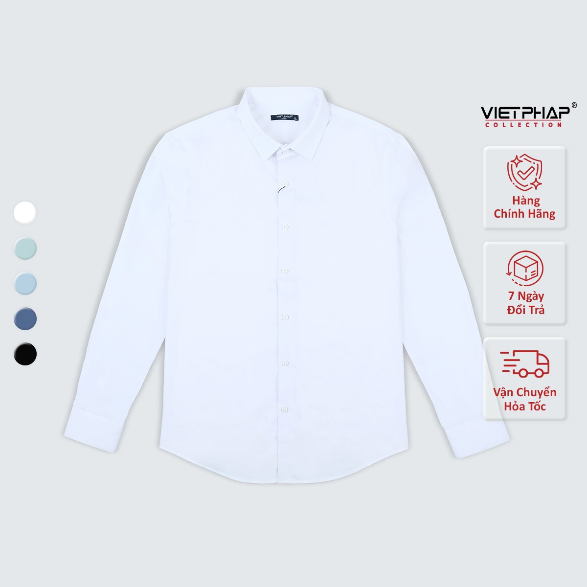 Áo Sơ Mi Nam Dài Tay VIỆT PHÁP Form Regular Chất liệu Cotton Cao Cấp thoáng mát, thấm hút mồ hôi tốt  24101