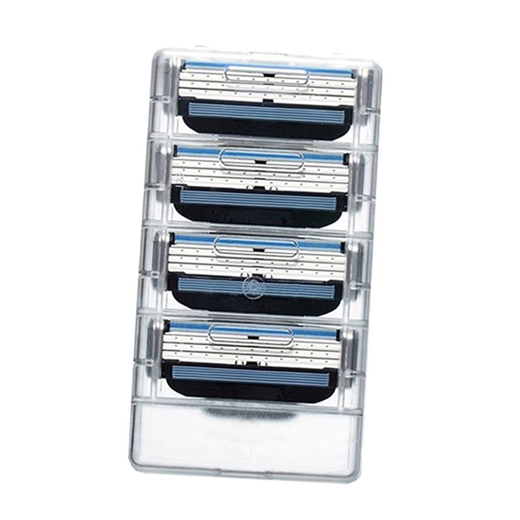 4 Pcs Stainless Steel 3 Layer Razors Blade Men's Shaver Refills Cartridge Blade