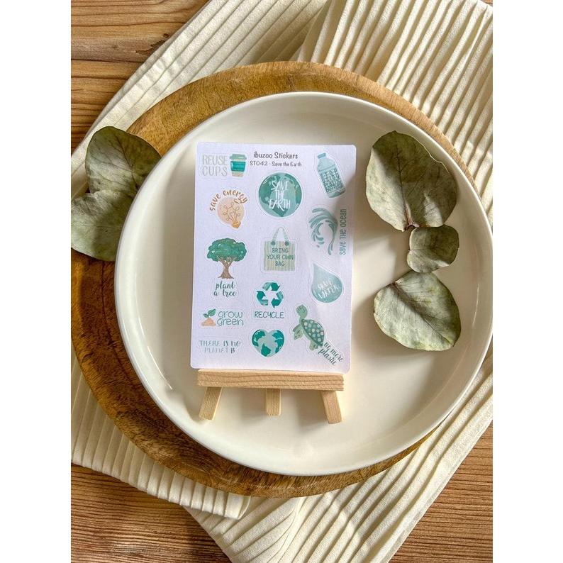 Sticker tự thiết kế - sticker sheet save the earth - hình dán sổ, nhật kí bullet journal - unim027