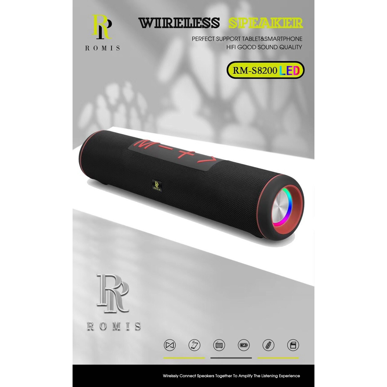 Loa bluetooth ROMIS RM S8200 – Loa hifi siêu bass, thiết kế sang trọng – Loa cầm tay, để bàn kèm bass cộng hưởng - Kết nối TWS – Âm thanh chân thực, đèn led sống động - Hàng nhập khẩu