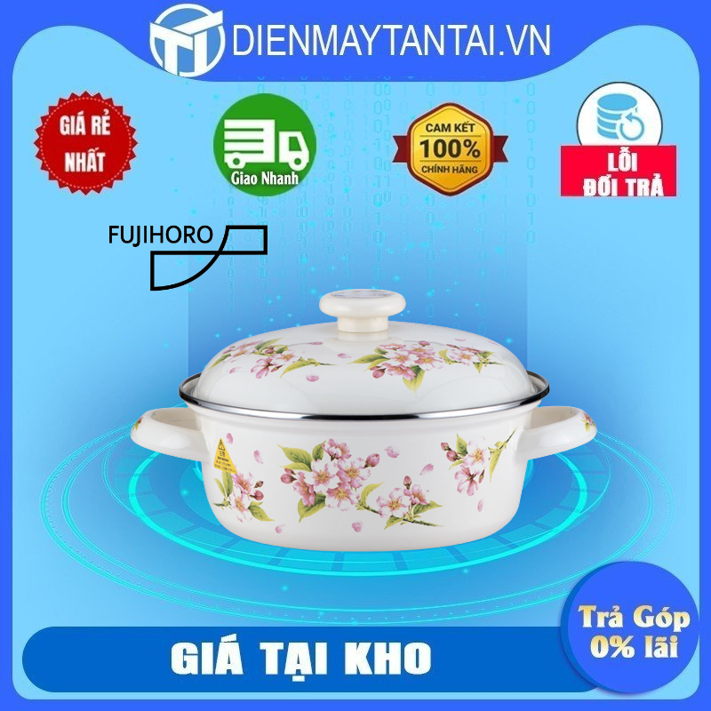 Nồi tráng men FUJIHORO 20cm, 2.3L ( Hoa văn Sakura ) SYM-22, Sử dụng bếp từ