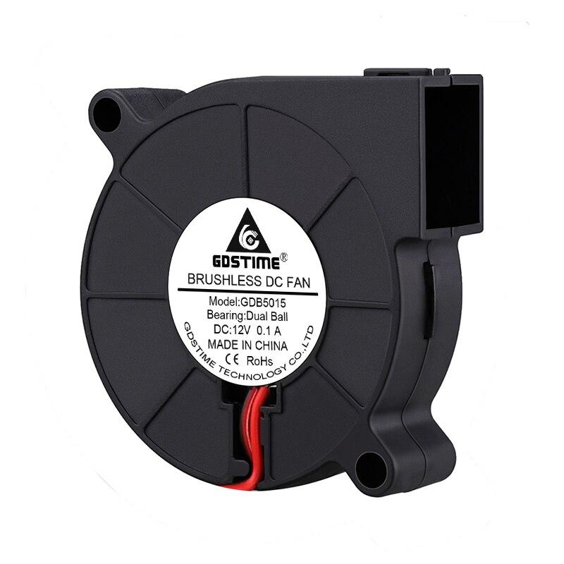 1Pcs Gdstime DC 12V Fan 50mmx50mmx15mm 50mm Dual Ball Bearing 3D Printer Cooler Fan 5CM 50x15mm Turbo Radial Blower Cooling Fan