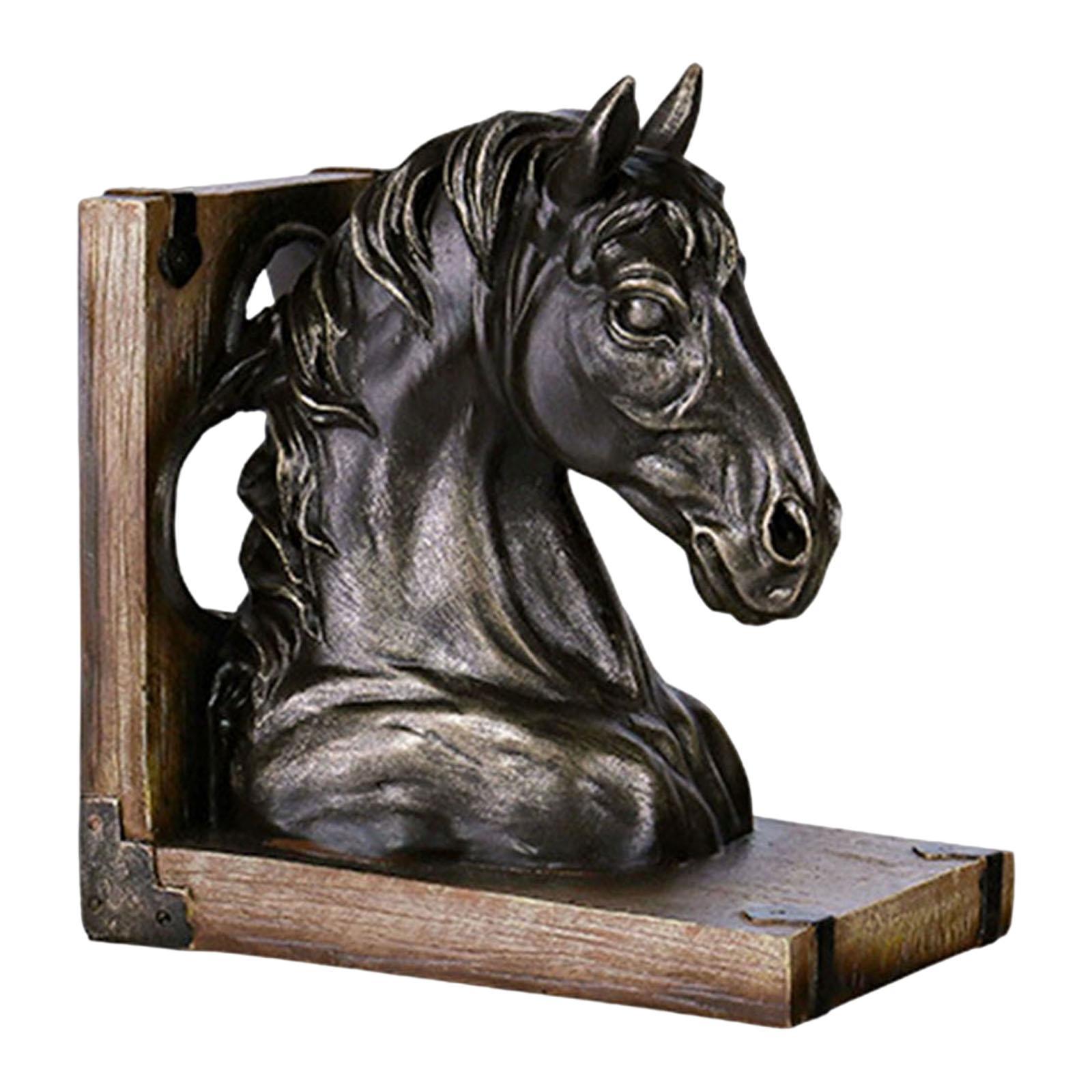 Horse Head Statue Resin Figurine Decorative Bookend Sculpture for Ornament
