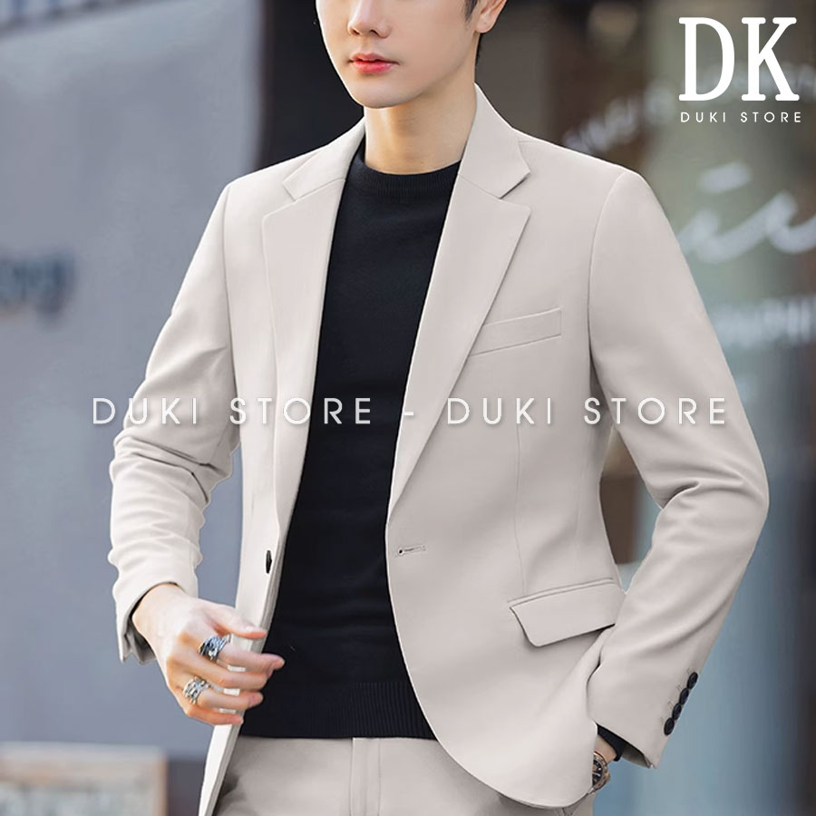 Bộ vest nam 1 cúc màu ghi sáng cực sang DKA0135 - DUKI STORE