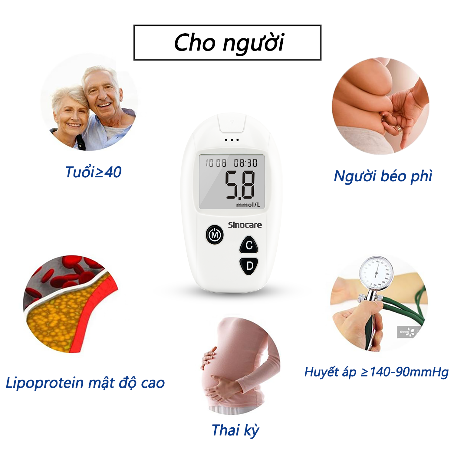 Que Thử Đường Huyết Safe Accu Sinocare (Hộp 25 Que)