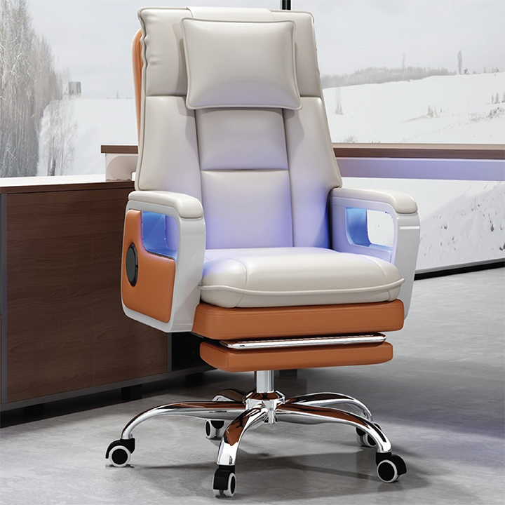 Ghế Boss Phong Cách Sang Trọng, Bọc Da PU Cao Cấp Có Âm Thanh Anh Sáng, Ghế Xoay Văn Phòng 360 Độ