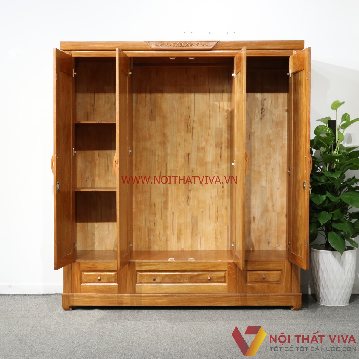 Tủ Quần Áo Gỗ Đinh Hương 4 Cánh Hiện Đại Bền Đẹp