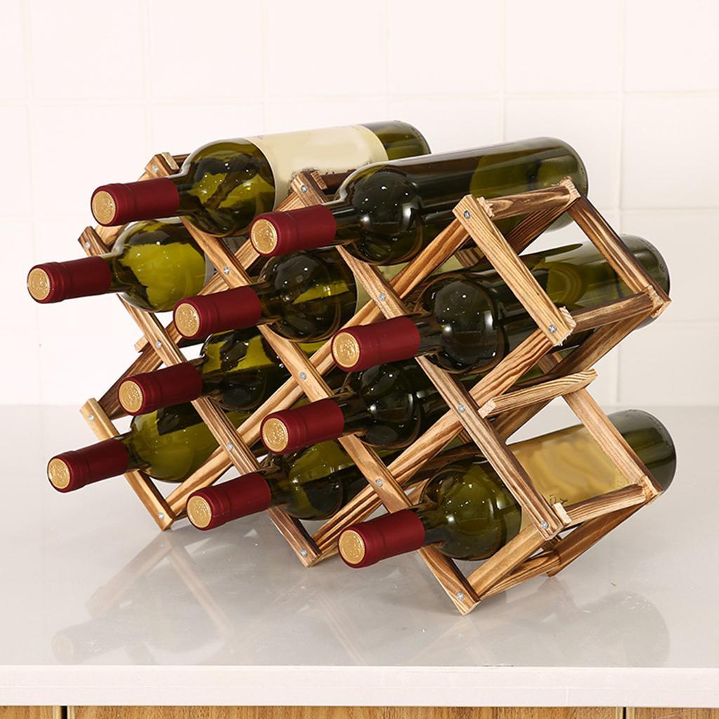 2 Pieces Wood Red Wine Rack Wine Racks Wine Bottle Holder Bar Freestanding