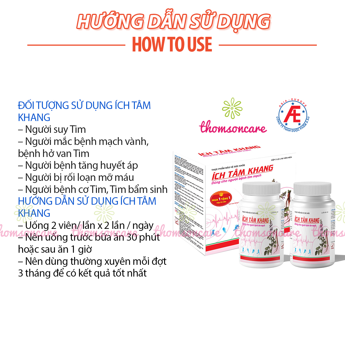 Ích tâm khang - Hộp 2 lọ x 90 viên Tặng thêm 1h 30 viên - Chính hãng Á Âu - Ổn định nhịp tim, ngăn ngừa đột quỵ