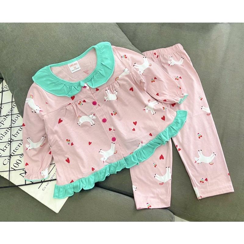 Bộ dài bé gái thun borip dáng babydoll -