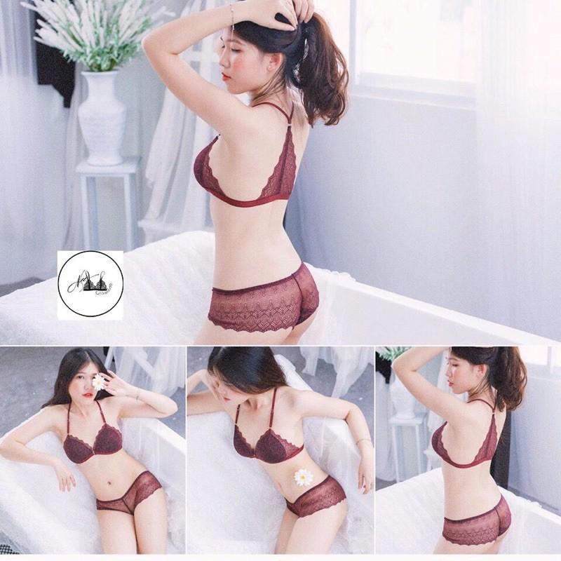 Set Bralette Thiết Kế Daria Đỏ Rượu Vang Quyến Rủ Sang Trọng