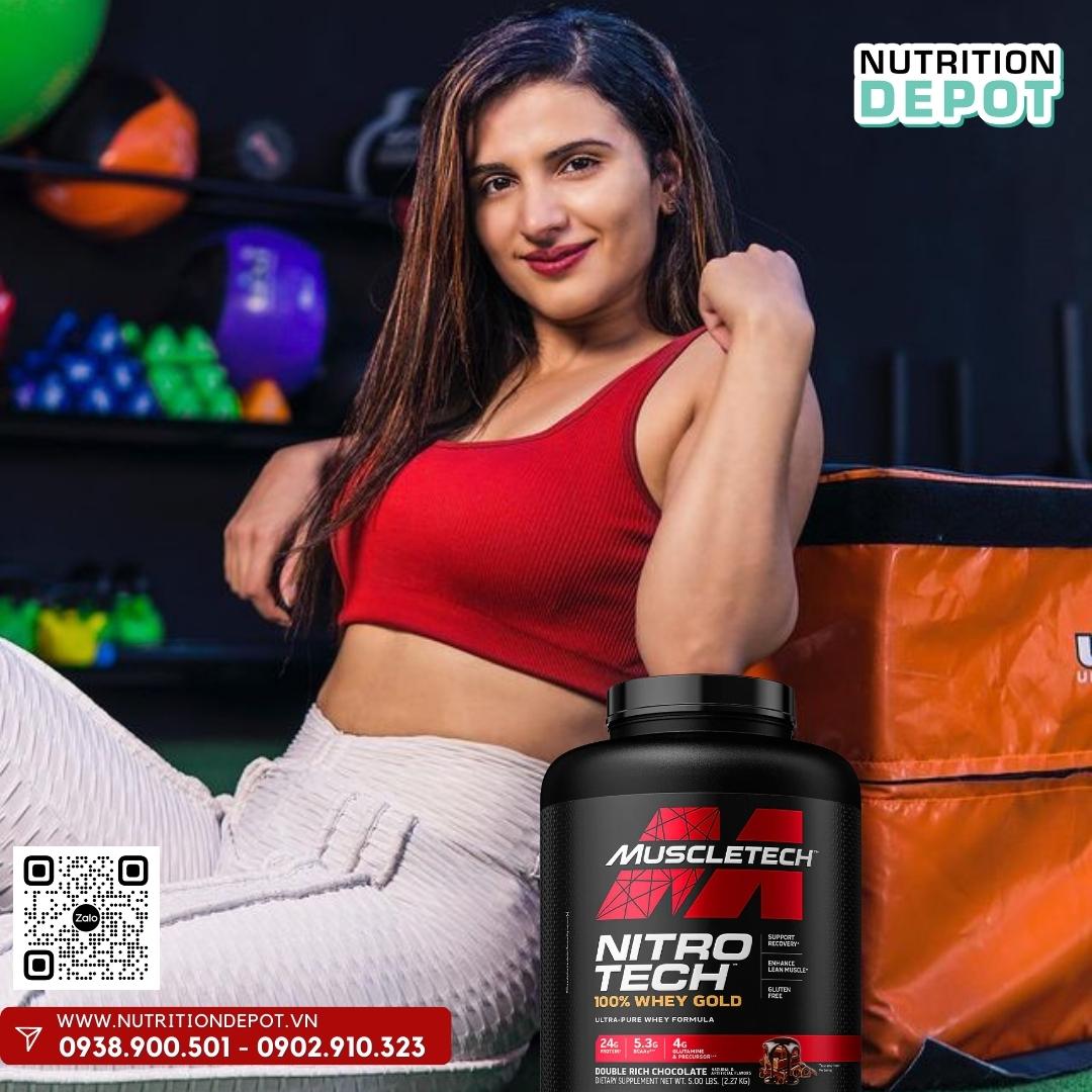 Sữa tăng cơ Nitrotech Whey Gold Muscletech 5lbs 69 lần dùng, Tăng cơ và phục hồi cơ nhanh chóng