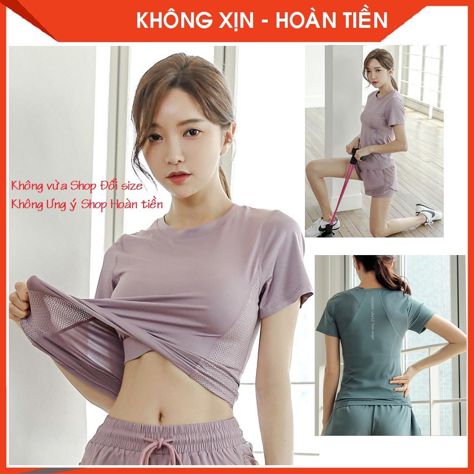 Áo thể thao nữ_thun lạnh phối lưới siêu mịn mát_Áo tập gym nữ, chạy bộ, du lịch