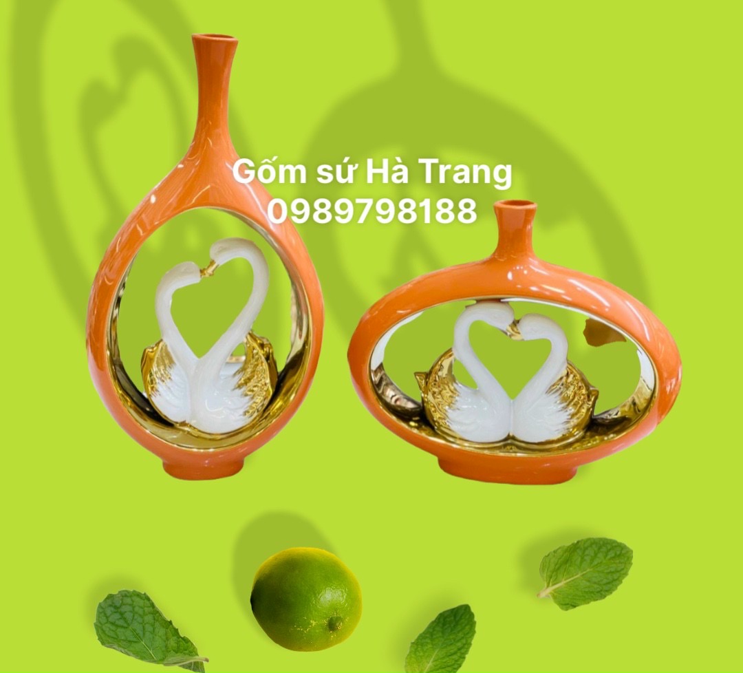 Set lọ uyên ương màu cam