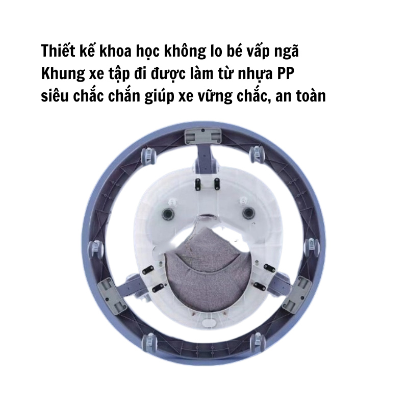 Xe Tròn Tập Đi Kiêm Xe Ăn Dặm Cho Bé Hình Chú Bò Đáng Yêu 2in1 Có Bàn Ăn Dặm, Phát Nhạc Vui Nhộn