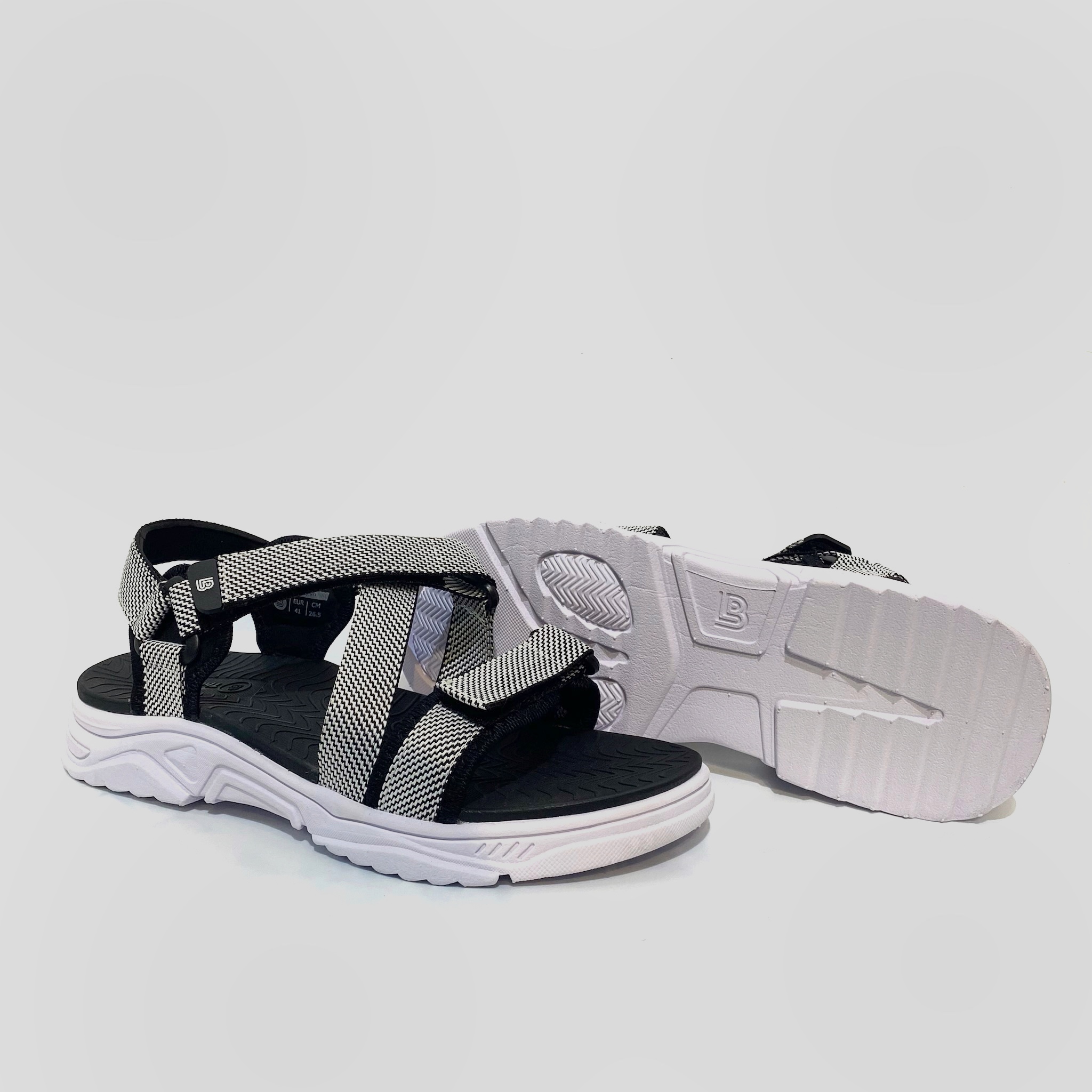 Giày Sandal Nam The Bily Quai Chéo Đôi -  Đế Trắng Lót Đen Màu Trắng BLDTMD02