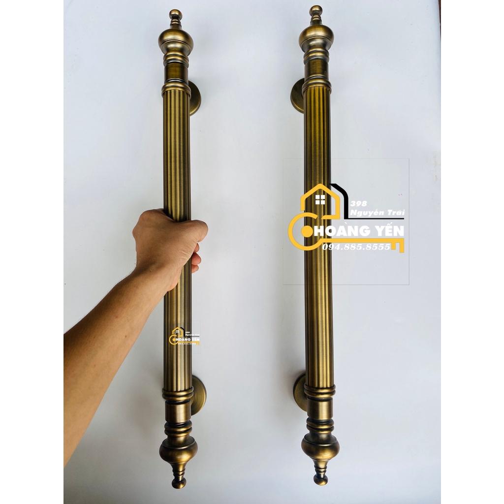 Tay nắm cổng mạ đồng màu rêu, tay nắm cửa gỗ, sắt dài 46cm&amp;56cm