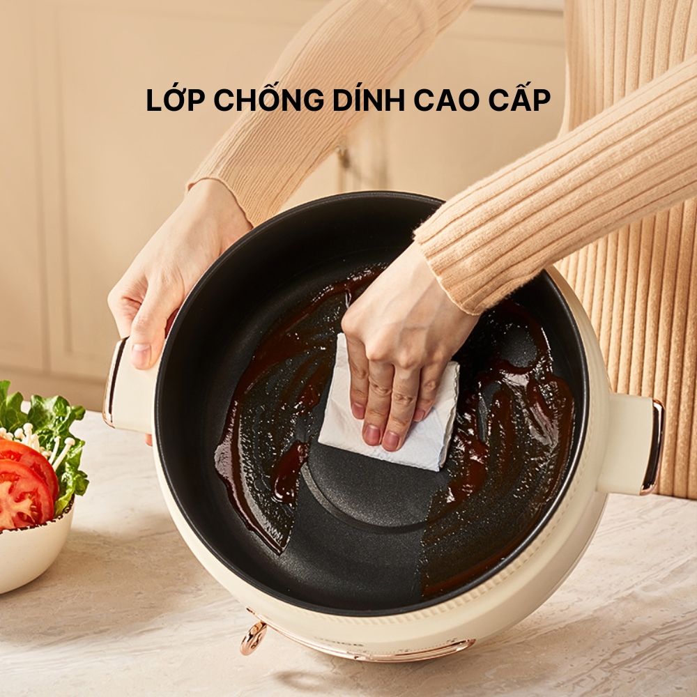 Nồi lẩu điện đa năng YOICE dung tích lên đến 4l, sử dụng nấu lẩu, chiên, xào, luộc, hấp, độ bền cao -YDHG16 - HÀNG CHÍNH HÃNG