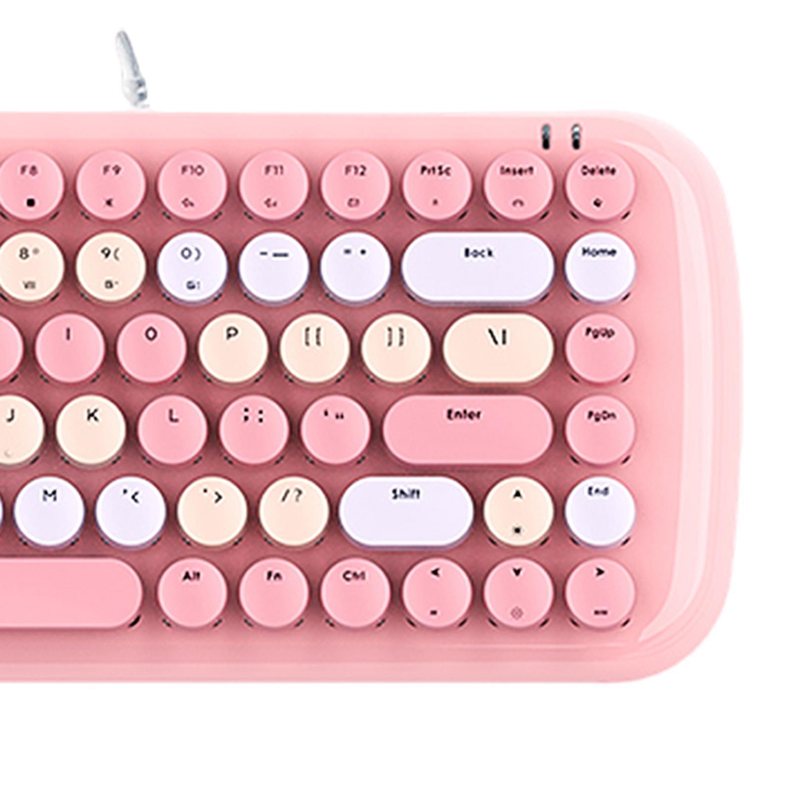 Colorful USB Wired Mechanical Keyboard 84 keys Retro Round Keycaps w/Backlit