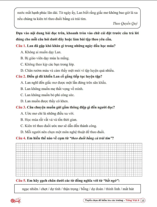 Sách - Tuyển Chọn Đề Kiểm Tra Tiếng Việt Các Trường Lớp 5