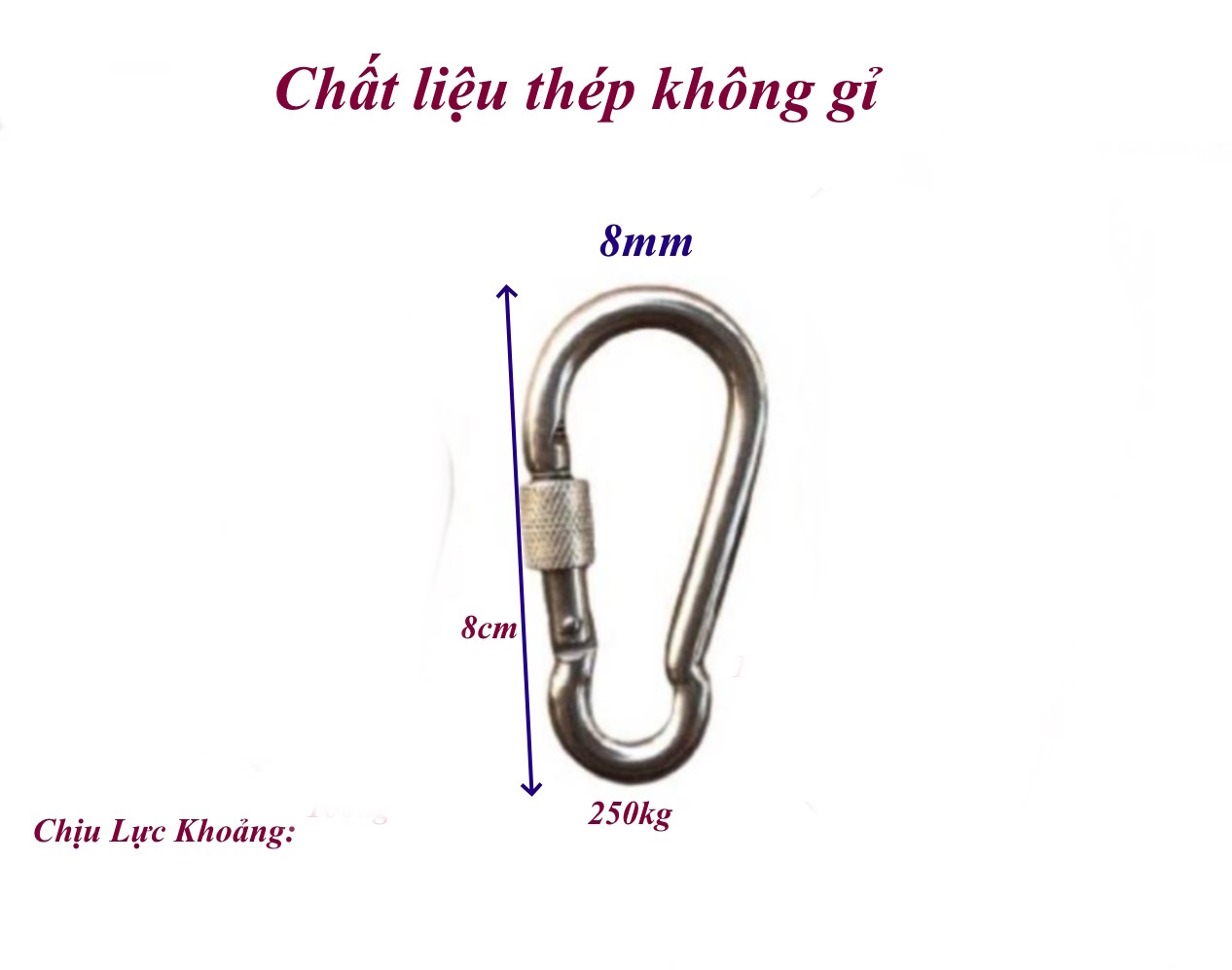 Móc khóa an toàn chốt ren Chất liệu thép mạ kẽm siêu cứng không gỉ an toàn bền bỉ chắc chắn