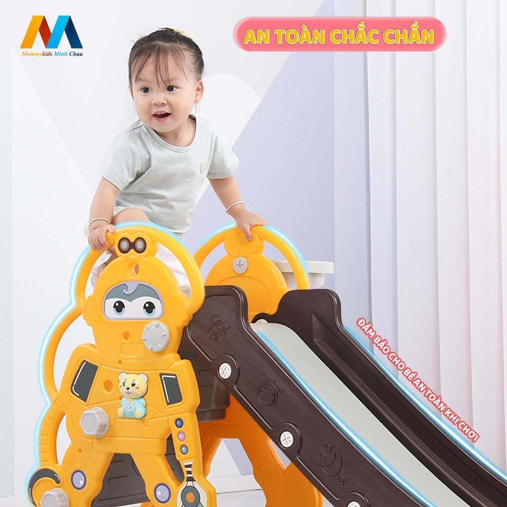 CẦU TRƯỢT MOMMYKIDS MINH CHÂU CHO BÉ HÌNH NGỘ NGHĨNH ĐÁNG YÊU DÀNH CHO BÉ 1-6 TUỔI TẶNG KÈM BÓNG RỔ, THỎ PHÁT NHẠC