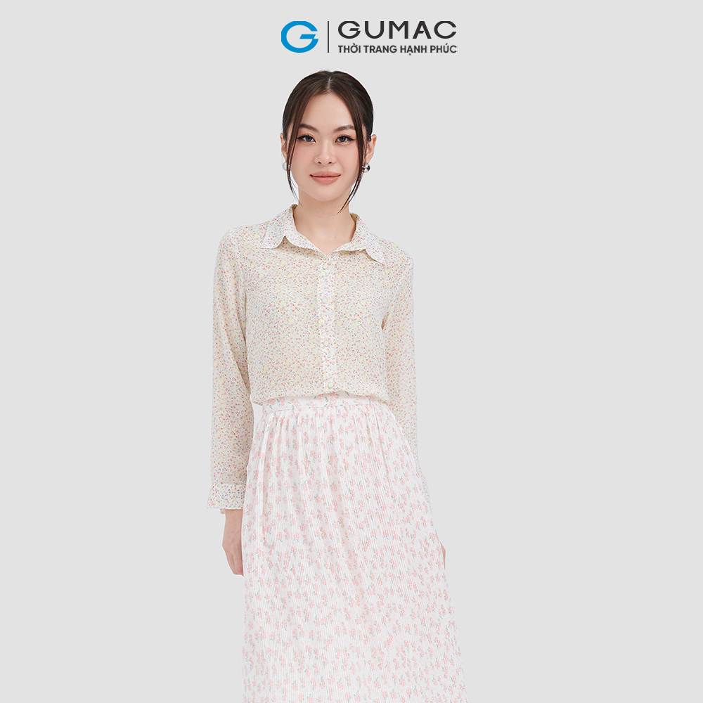 Áo sơ mi nữ GUMAC AC10077 tay dài họa tiết hoa nhí