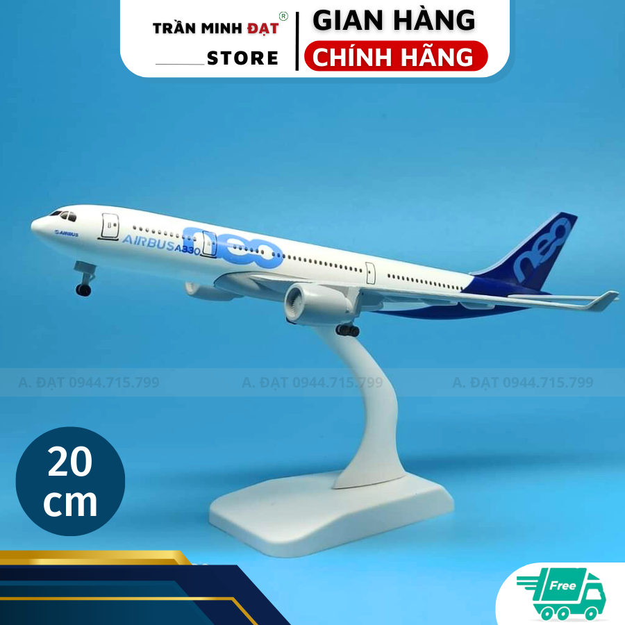 Mô hình máy bay USA Airbus A330 neo 20cm, Kèm Đế Trưng Bày + Có Bánh Xe - Trần Minh Đạt Store