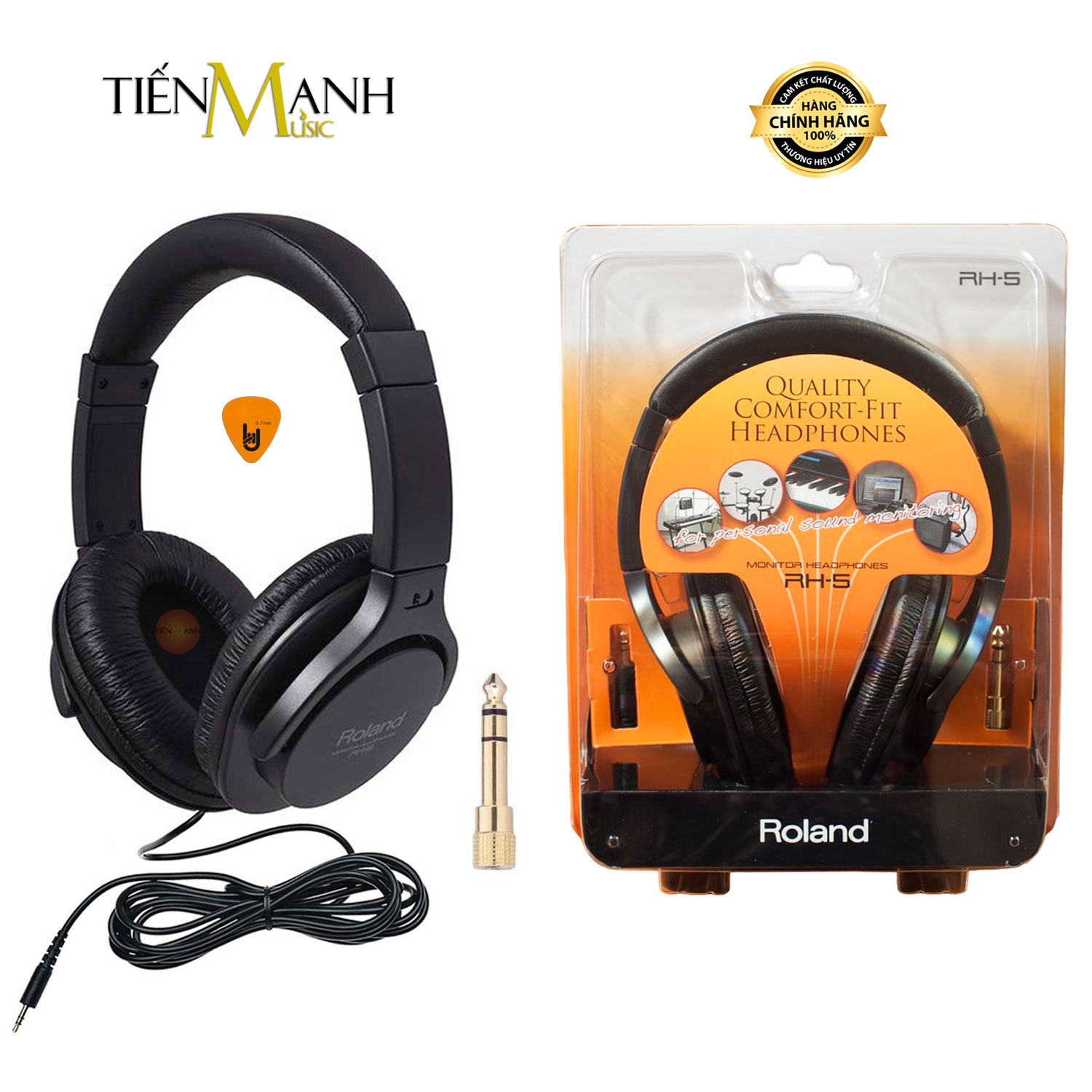 Tai Nghe Phòng Thu Roland RH5 - Cho Nhạc Cụ, Đàn Piano, Organ, Trống, Amply Headphones Closed Back RH-5 Hàng Chính Hãng - Kèm Móng Gẩy DreamMaker