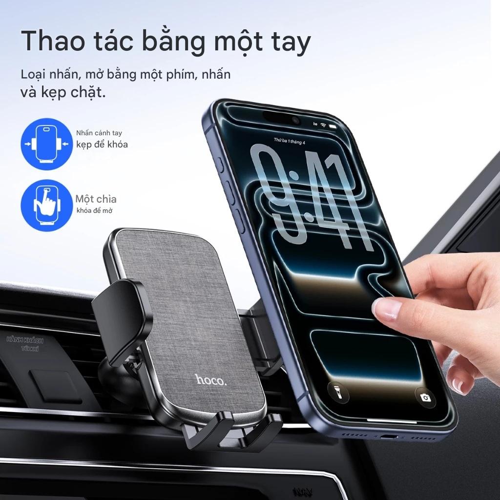 Giá đỡ điện thoại xe hơi kẹp cửa gió Hoco CA94 Polaris xoay 360 độ phù hợp cho điện thoại 4.5 - 6.7 inch - Hàng chính hãng