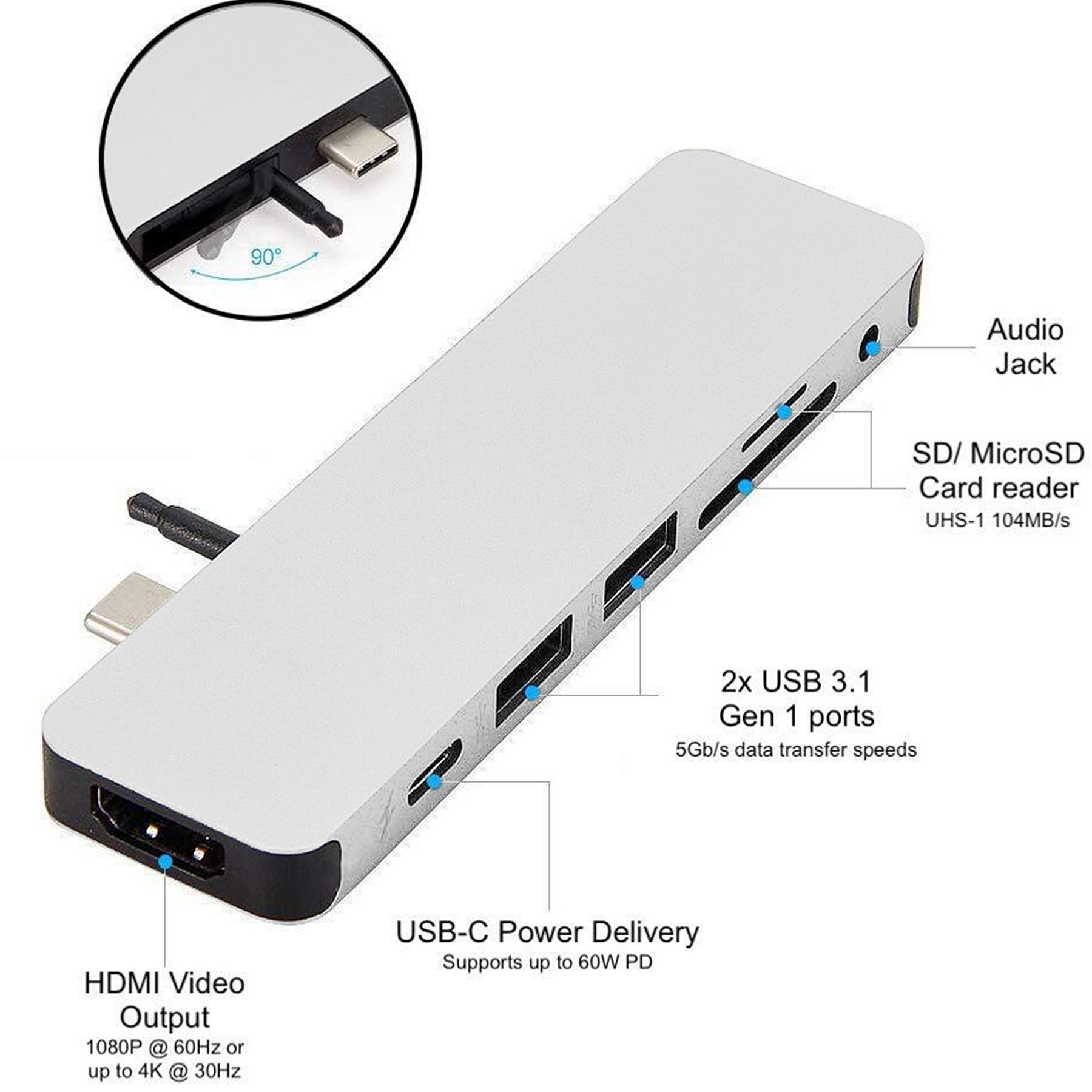 Cổng Chuyển HyperDrive SOLO 7-in-1 USB-C Hub For MacBook, PC &amp; Devices - GN21D - HÀNG CHÍNH HÃNG