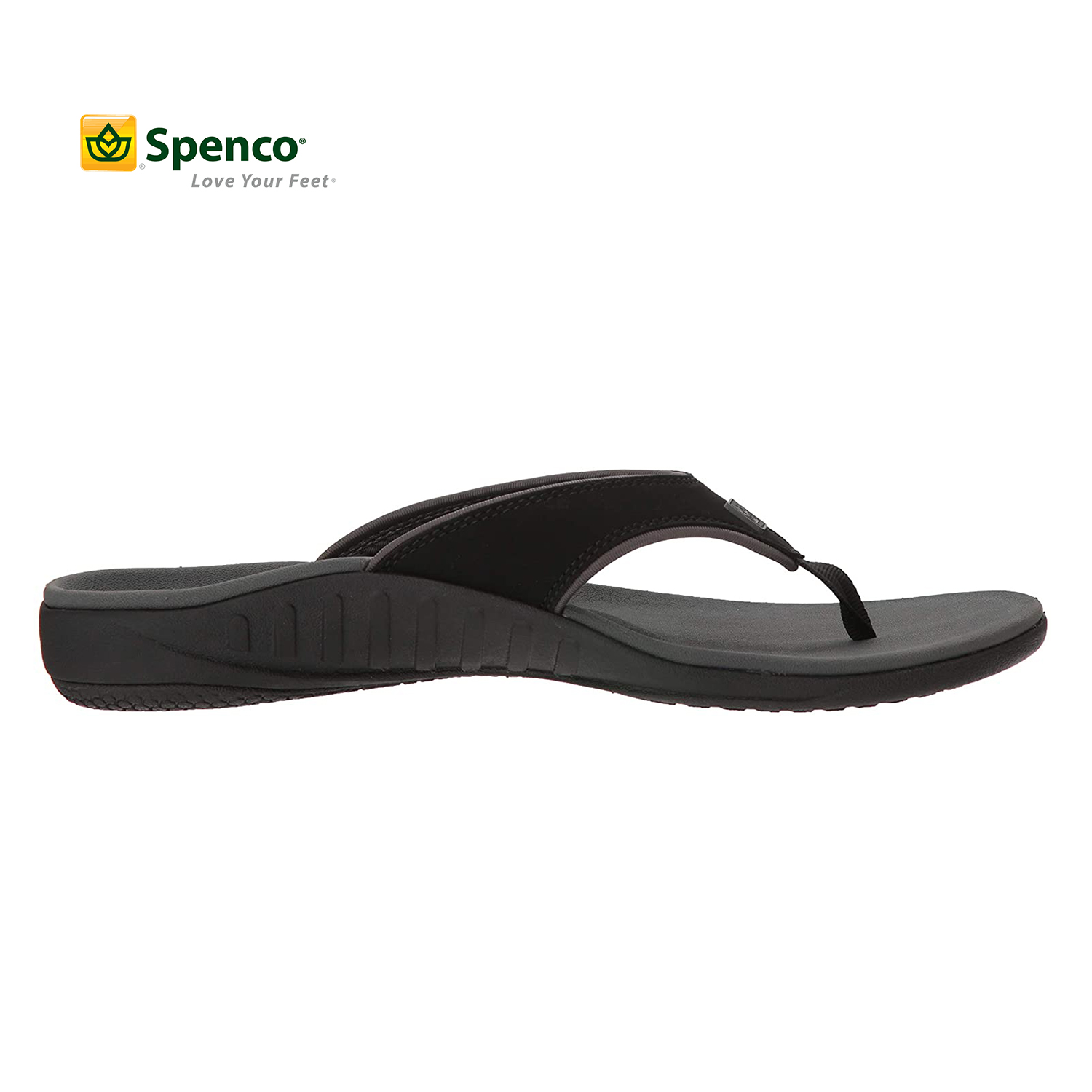 Dép Nam Sức Khoẻ Spenco Yumi Black Carbon 447 - Dép kẹp nam giảm đau chân