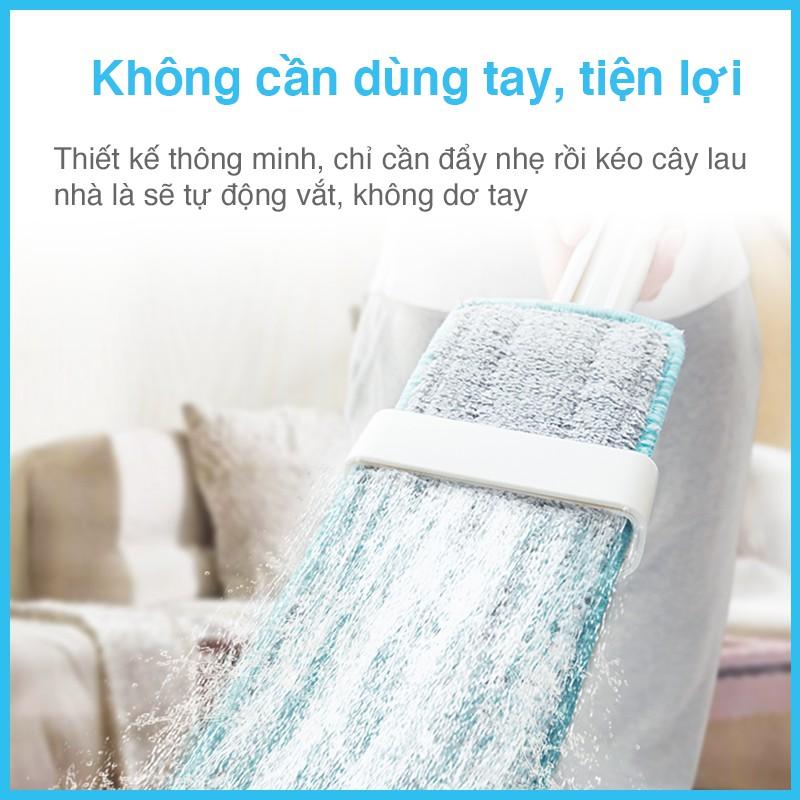 Cây lau nhà tự vắt phẳng sợi fiber xoay 360 độ thông minh lau sạch nhanh khô MyJae Đài Loan