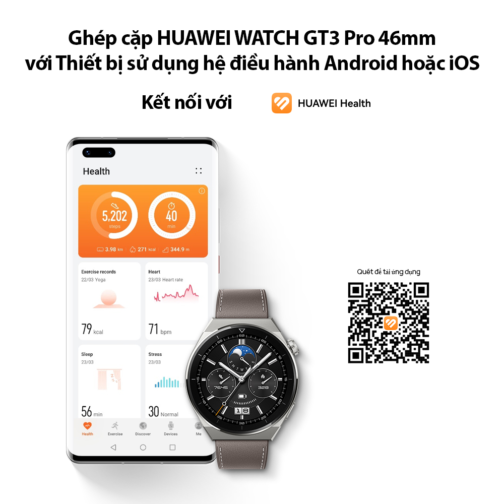 Đồng Hồ Thông Minh HUAWEI WATCH GT 3 Pro | Gốm tinh thể nano | Điện tâm đồ | Lặn tự do | Hàng Chính Hãng