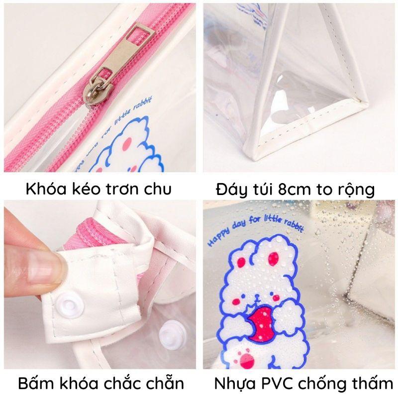 Túi đựng mỹ phẩm, hộp đựng bút trong suốt hình tam giác dễ thương TN01 - Bear