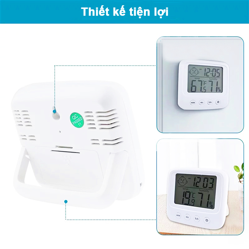 Nhiệt ẩm kế điện tử 3 trong 1 cao cấp Baby-S, Nhiệt kế phòng ngủ cho bé đa năng và tiện dụng – SDT005