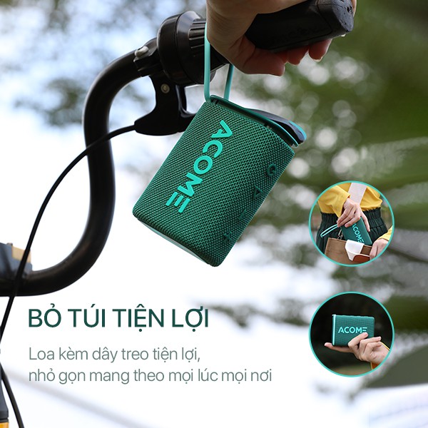 [ CÔNG SUẤT 5W ] Loa Bluetooth 5.0 MINI ACOME, Chống Nước IPX7 - Hàng Chính Hãng