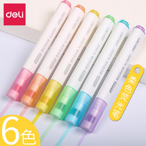 Set 6 chiếc bút highlight dạ quang dấu dòng Deli - Bảng màu pastel macaron - 33002