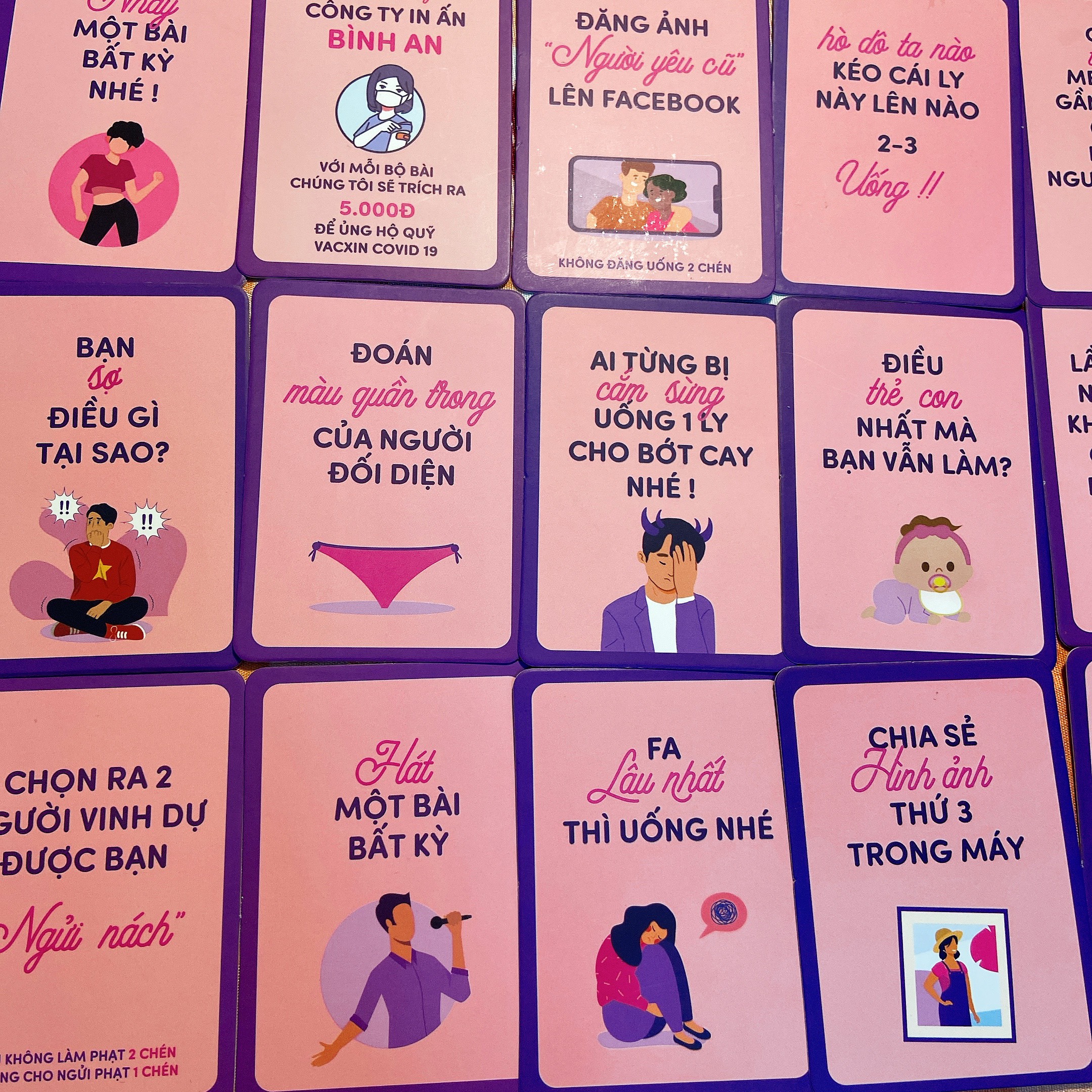Bộ bài Drinking game huệ nốc out tổng hợp 83 lá bài cho cặp đôi nhóm bùng nổ cuộc vui