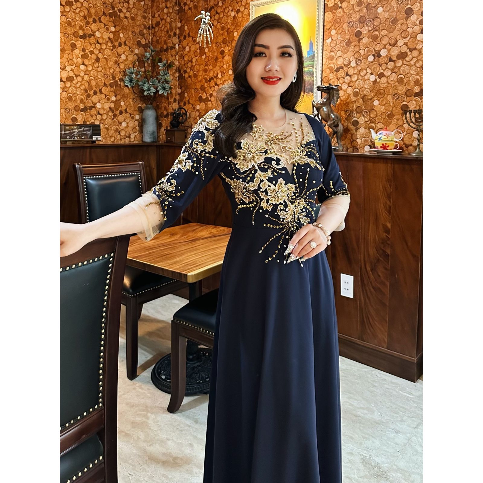 Đầm Dạ Hội Thiết Kế Dáng Xòe Kết Hoa Sang Trọng Cao Cấp Kelly Dress