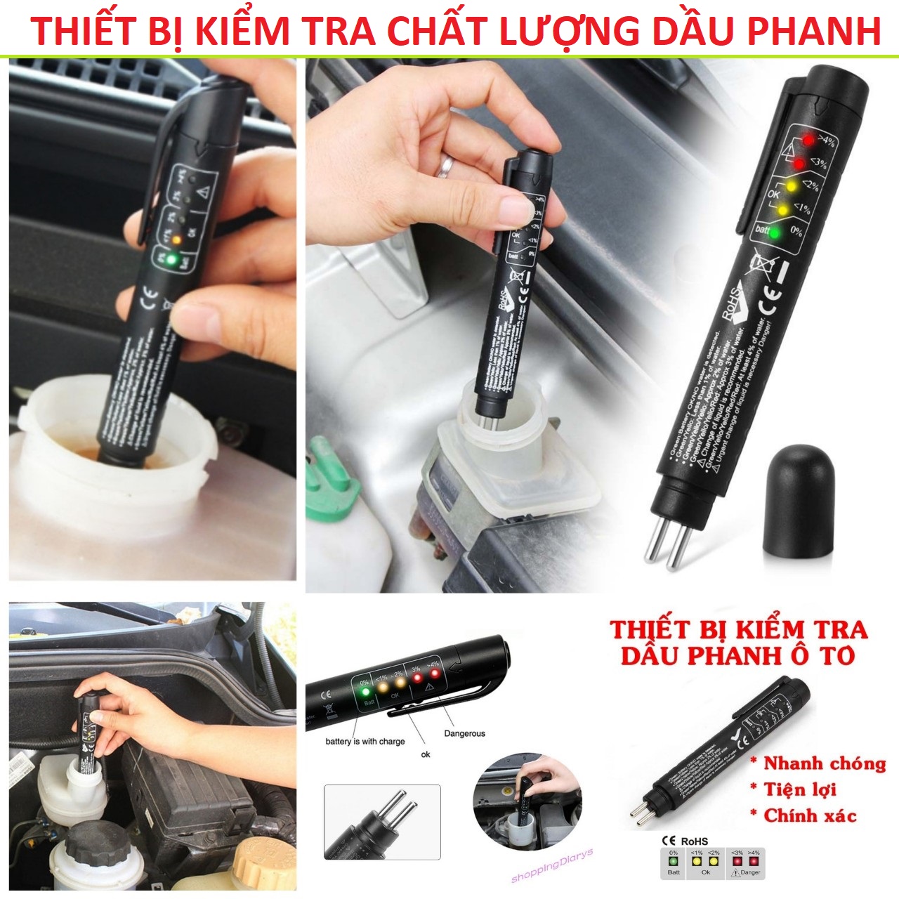 Thiết bị , bút thử, bút kiểm tra chất lượng dầu phanh,dầu thắng cho ô tô,xe máy loại tốt có đèn báo chỉ số