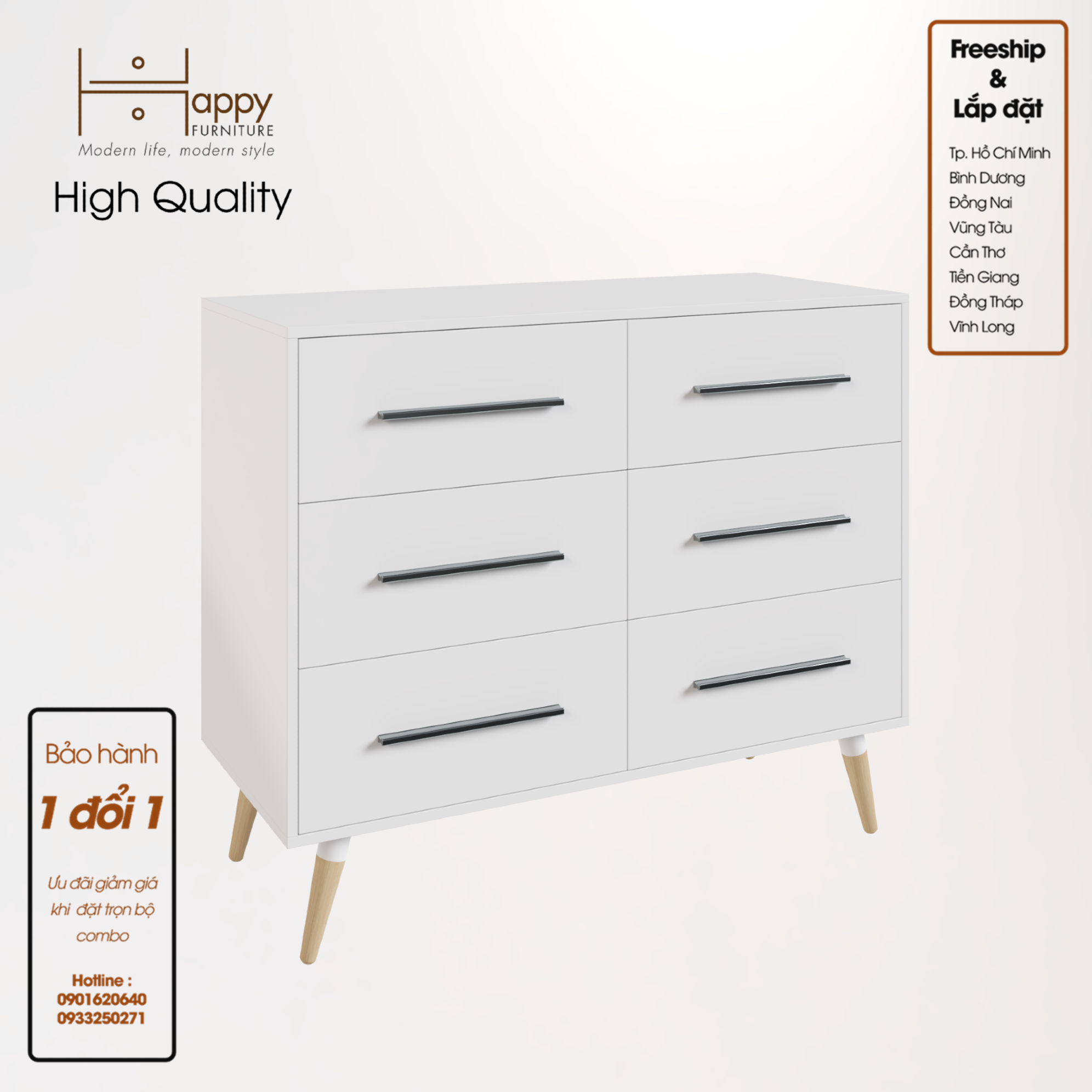 [Happy Home Furniture] OSRI, Tủ đựng đồ 6 ngăn - chân gỗ chéo ,  120cm x 50cm x 100cm ( DxRxC), THK_026