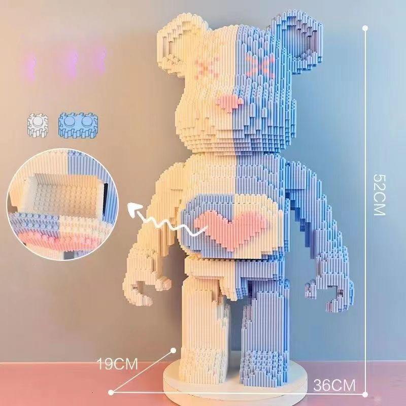 55cm Mô hình lắp ráp bearbrick chủ đề màu loang - 55- Loang tím xanh