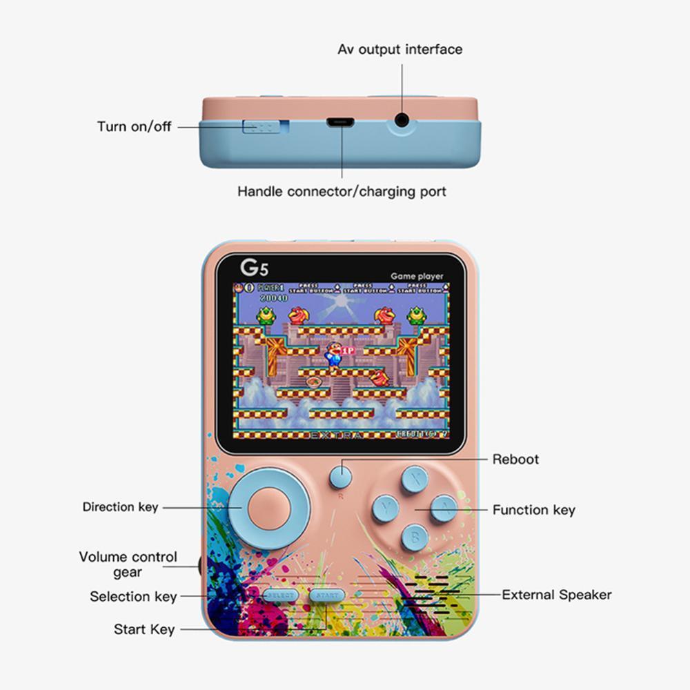 Máy Chơi Game Cầm Tay Mini UQUEEN 500 Trò Chơi Màn Hình 3.5-inch LCD I3J8 Phong Cách Retro Cho Trẻ Em